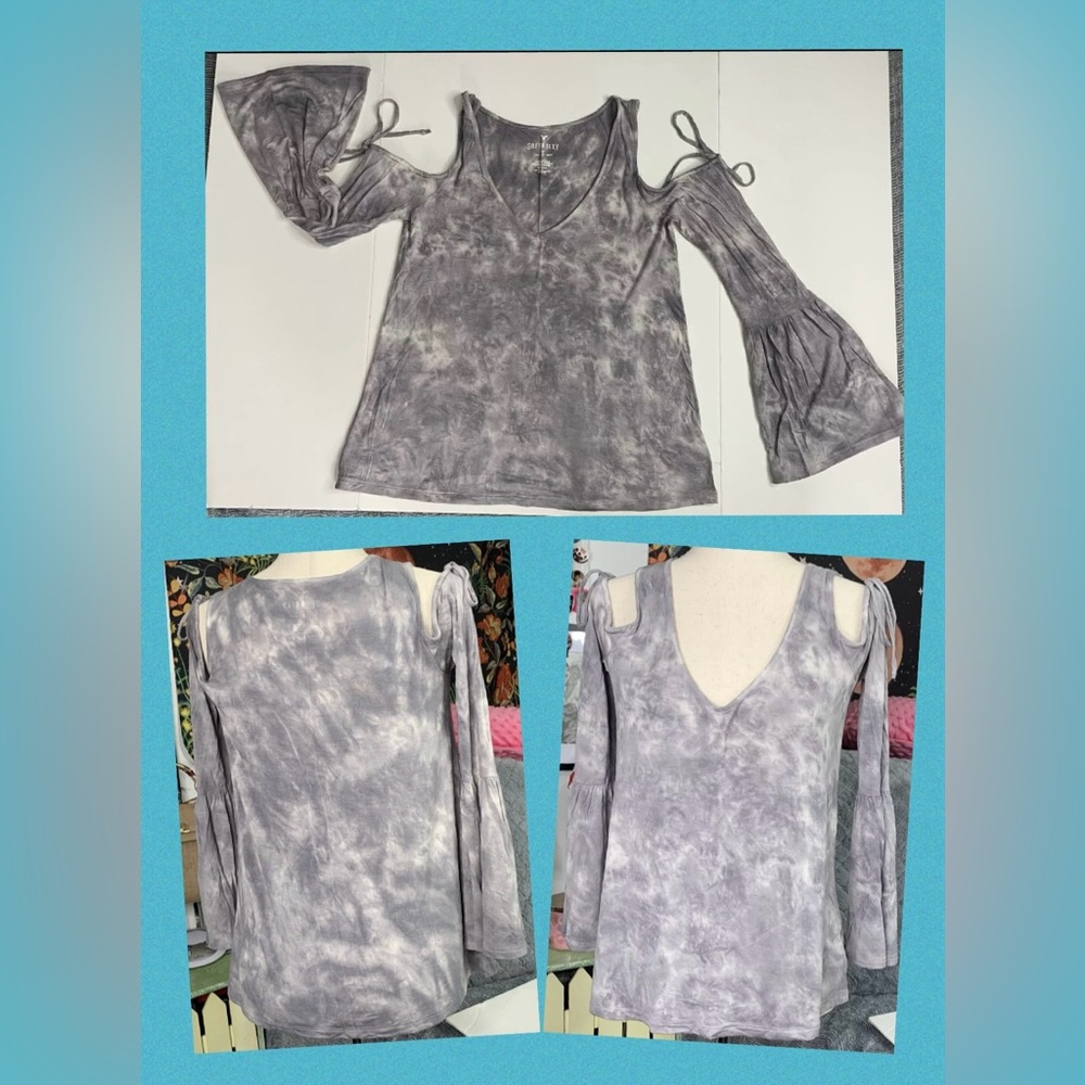 3/$20 American Eagle Outfitters Soft & Sexy LS Top Tie Dye Cold Shoulder Small